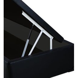 Cama Box Baú Solteiro 88x188x42 Corino Preto Pistão A Gás - 3