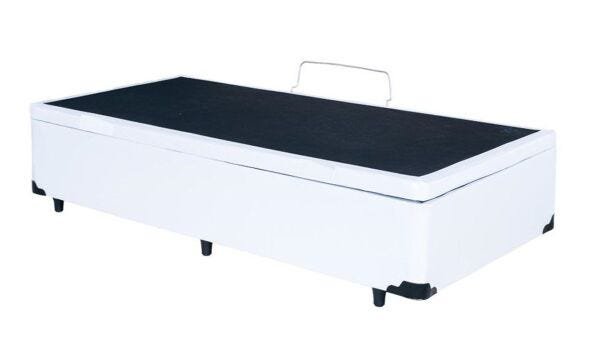 Cama Box Baú Solteiro 88x188x42 Corino Branco Pistão A Gás - 2