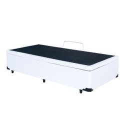 Cama Box Baú Solteiro 88x188x42 Corino Branco Pistão A Gás - 2