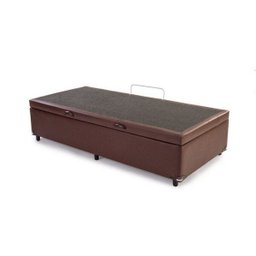 Cama Box Baú Solteiro 88x188x42 Corino Marrom Pistão A Gás - 2