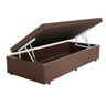 Cama Box Baú Solteiro 88x188x42 Corino Marrom Pistão A Gás - 1