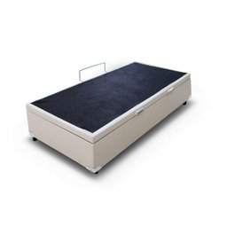 Cama Box Baú Solteiro 88x188x42 Corino Bege Pistão A Gás - 1