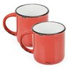 2 Canecas Tipo Esmaltada Cerâmica Grand Retro 320ml Vermelho - 1