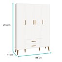 Ver imagem 7 de Kit Comoda Sapateira e Guarda Roupa Isis Pés Retrô 4 Portas 2 Gavetas Infantil Reller