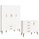 Ver imagem 2 de Kit Comoda Sapateira e Guarda Roupa Isis Pés Retrô 4 Portas 2 Gavetas Infantil Reller