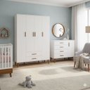 Ver imagem 1 de Kit Comoda Sapateira e Guarda Roupa Isis Pés Retrô 4 Portas 2 Gavetas Infantil Reller