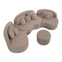 Ver imagem 1 de Sofá Orgânico Apple 3,08m Veludo com Pés de Madeira Cor Bege 2137