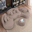 Ver imagem 7 de Sofá Orgânico Apple 3,08m Veludo com Pés de Madeira Cor Bege 2137