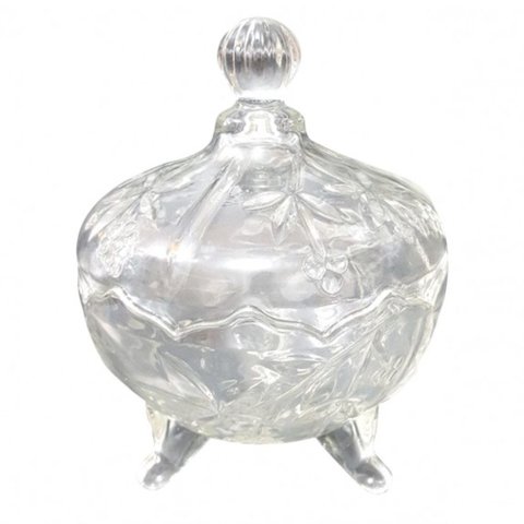 Kit Com 2 Bomboniere De Vidro Premium Tampa Porta Bala Doce