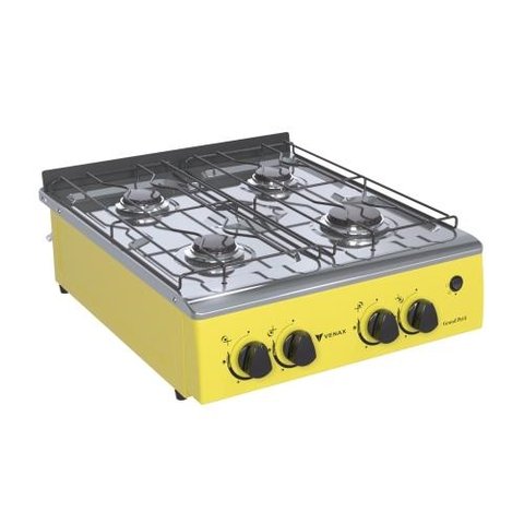 FOGAO DE MESA 4 BOCAS GRAND PETIT VETRO AMARELO GAS GLP