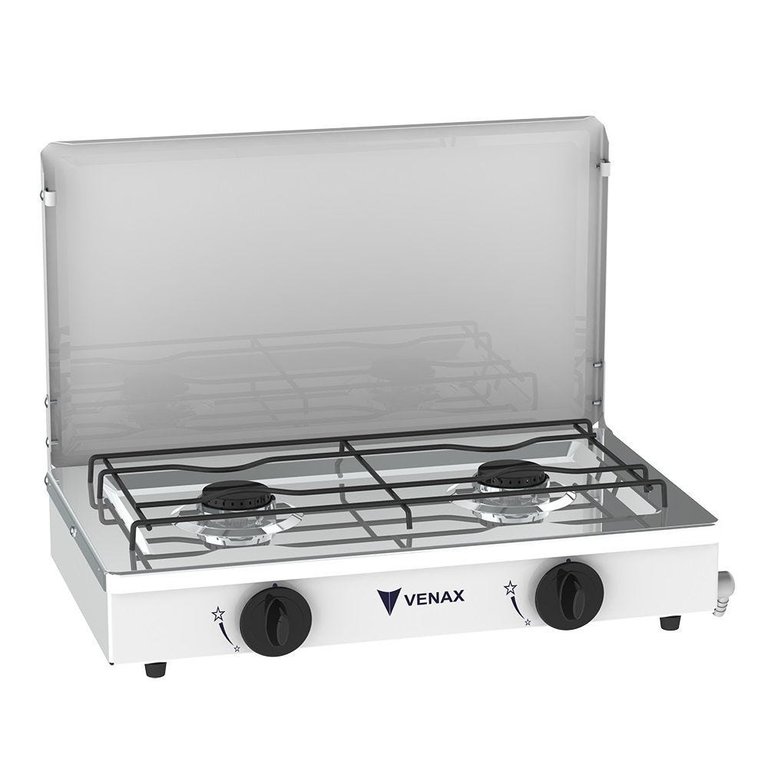 FOGAO DE MESA 2 BOCAS VENAX FLAMALAR TAMPA DE METAL BRANCO GAS GLP FOGAO DE MESA 2 BOCAS VENAX FLAMALAR TAMPA DE METAL BRANCO GAS GLP