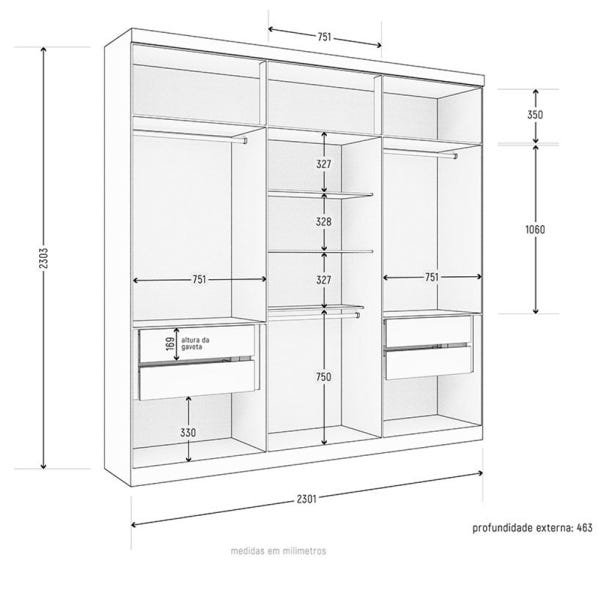 Guarda-Roupa Evidence Plus com 6 Portas e 4 Gavetas Branco | MadeiraMadeira