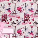 Ver imagem 1 de Papel de Parede Paris Fashion Amor Bicicleta Torre Eiffel Autocolante
