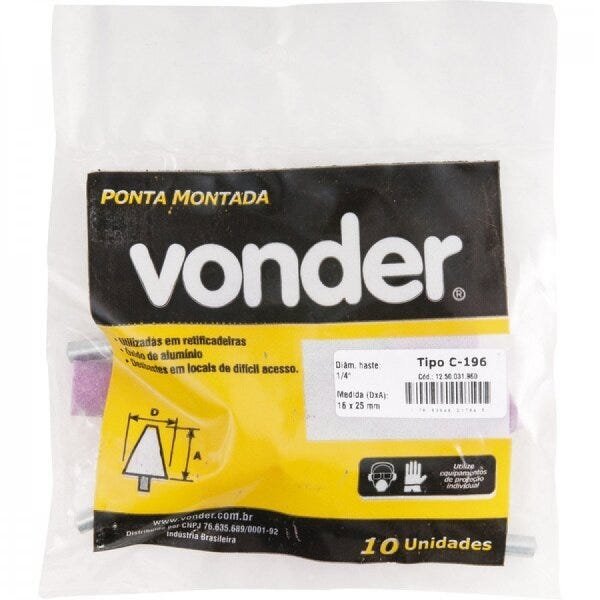 Ponta montada C-196 haste 1/4" Vonder - 2