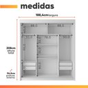 Ver imagem 3 de Guarda Roupas Casal com Espelho 3 Portas de Correr 4 Gavetas Duda