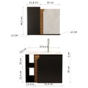 Ver imagem 3 de Gabinete Banheiro Lotus com 2 Portas Espelheira e Cuba Preto Fosco/ripa 3d