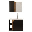 Ver imagem 1 de Gabinete Banheiro Lotus com 2 Portas Espelheira e Cuba Preto Fosco/ripa 3d