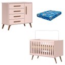Ver imagem 1 de Berço Americano 3820 e Cômoda Infantil 3825 Q Encanto Retrô Rosa com Colchão Tend Tudo - Qmovi