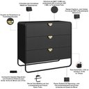 Ver imagem 5 de Cômoda para Quarto 3 Gavetas Industrial Orgânico 90cm Alek A03 Nero Preto - Lyam Decor