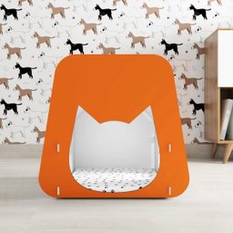 Casinha Pet Gato - Branca e Laranja - 2