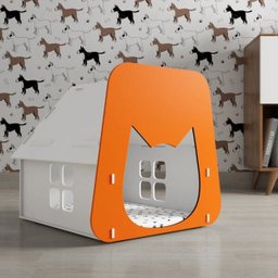 Casinha Pet Gato - Branca e Laranja - 1