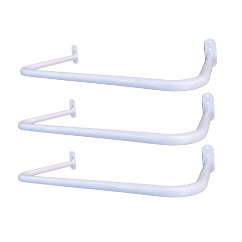 3 Araras Cabideiro 60cm Organização Roupas Loja Closet Fixação de Parede Branco