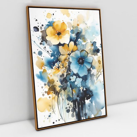 Quadro Decorativo Floral Luxo Flores Tons Pasteis em Tela Canvas Tacolado Moldura Flutuante 4,5cm Fr