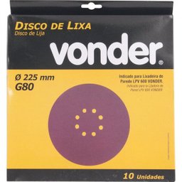 Disco de lixa com 225 mm grão 80 para a lixadeira LPV 600 e LPV 1000 Vonder - 2 Disco de lixa com 225 mm grão 80 para a lixadeira LPV 600 e LPV 1000 Vonder - 2
