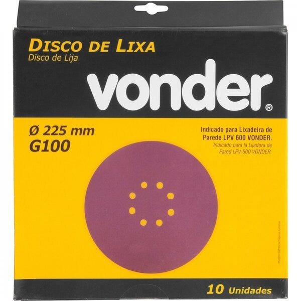 Disco de lixa com 225 mm grão 100 para a Lixadeira LPV 600 e LPV 1000 Vonder - 2