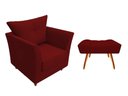 Ver imagem 1 de Kit Poltrona Decorativa Isis + Puff Retangular Suede Marsala Pés Madeira Mz Decor