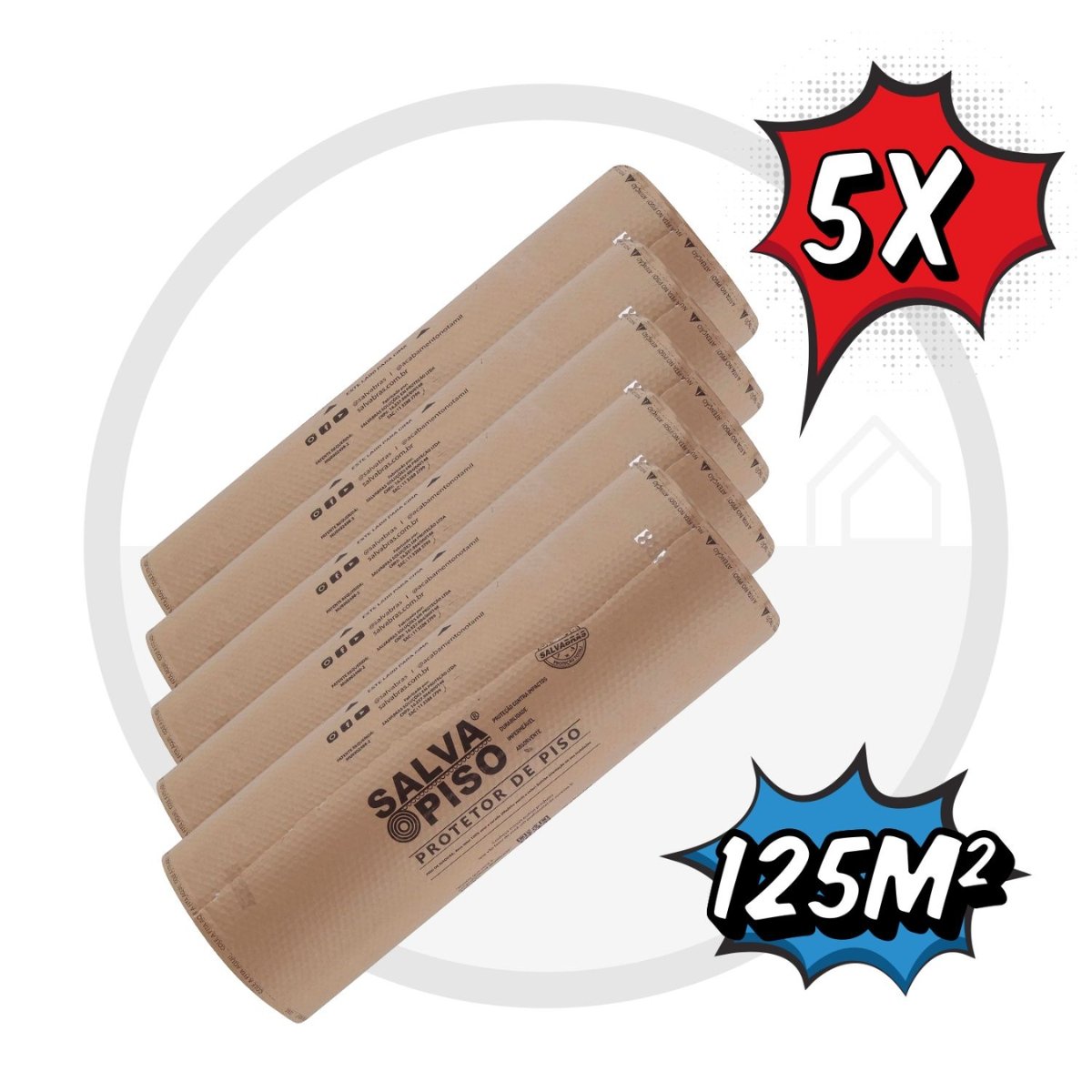 Kit 5x Salva Piso Salvabras 1,00x25m Kraft + Plastico Bolha - 1