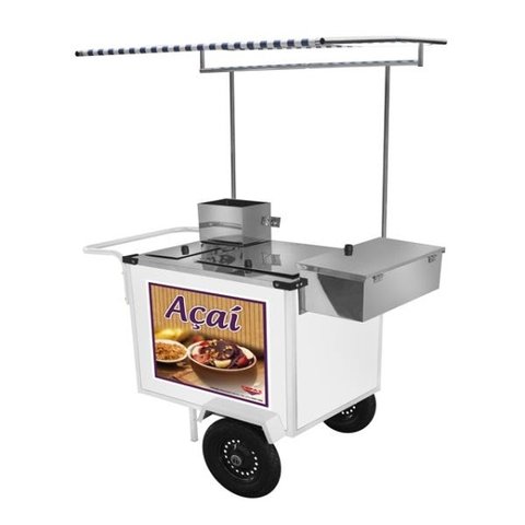 Carrinho de Açaí Luxo Branco com Toldo