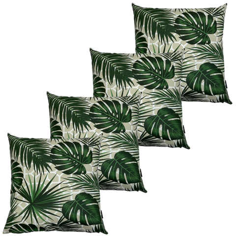 Kit 4 Almofadas Impermeável Antimofo Antiácaro Folha Verde Costela de Adão Área Externa 45CMX45CM