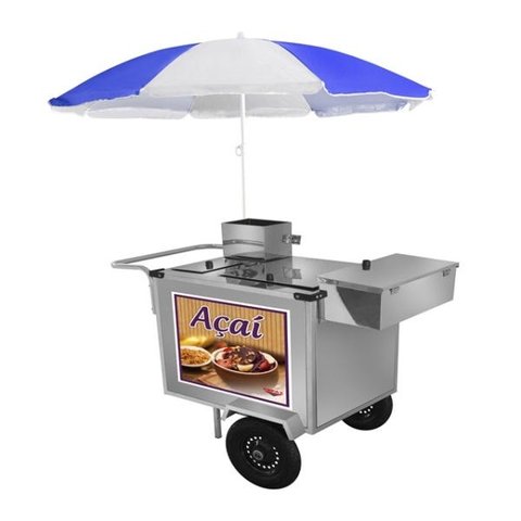 Carrinho de Açaí Luxo com Guarda-sol e Roda Pneumática