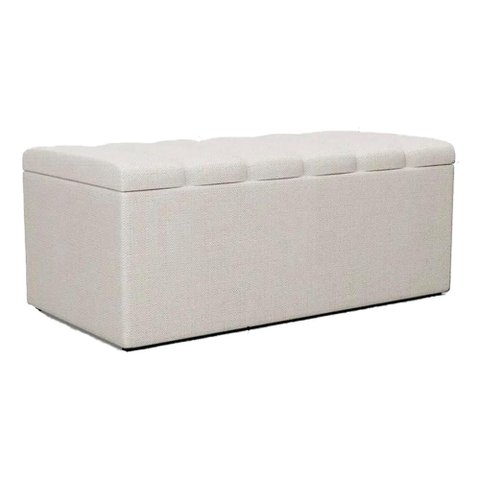 Recamier Calcadeira Bau 90 Cm Dalia Linho Champagne Artte