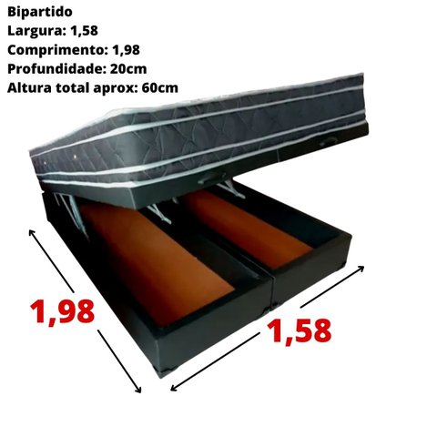 Cama Box Baú Queen Com Colchão Molas Ensacadas - Blindado