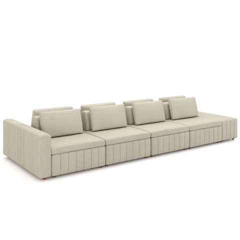 Sofá Ilha e Puff Sala Living 505cm Siesta M22 Linho Areia - Mpozenato