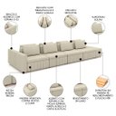 Ver imagem 3 de Sofá Ilha e Puff Sala Living 505cm Siesta M22 Linho Areia - Mpozenato