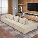 Ver imagem 2 de Sofá Ilha e Puff Sala Living 505cm Siesta M22 Linho Areia - Mpozenato