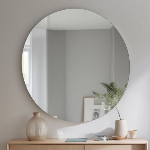 Espelho Redondo 80cm com Suporte Incluso sem Moldura