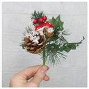 Ver imagem 2 de Kit 4 Ramos Cogumelo Decoração Natal Artificial com Detalhes Branco 17cm