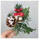 Ver imagem 1 de Kit 4 Ramos Cogumelo Decoração Natal Artificial com Detalhes Branco 17cm