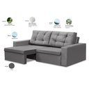 Ver imagem 4 de Sofá Retrátil 2 Lugares 1,80m Lisboa Suede Cinza Mirra Decor