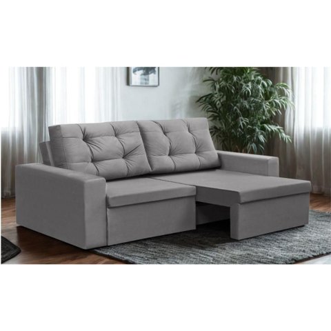 Sofá Retrátil 2 Lugares 1,80m Lisboa Suede Cinza Mirra Decor