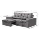 Ver imagem 3 de Sofá Retrátil 2 Lugares 1,80m Lisboa Suede Cinza Mirra Decor
