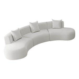Kit Sofá Modular 4 Lugares Moderno Curvo Orgânico Duna Bouclé