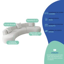 Kit Sofá Modular 4 Lugares Moderno Curvo Orgânico Duna Bouclé - 4
