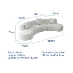 Kit Sofá Modular 4 Lugares Moderno Curvo Orgânico Duna Bouclé - 3