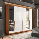 Ver imagem 1 de Roupeiro Casal Porto 6 Portas com Espelho 242x214cm Freijó/Branco 240848