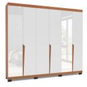 Ver imagem 2 de Roupeiro Casal Porto 6 Portas com Espelho 242x214cm Freijó/Branco 240848